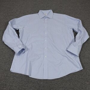 Brooks Brothers Shirt Mens 16.5 34/35 Blue Stripe Regent Non-Iron Stretch Supima